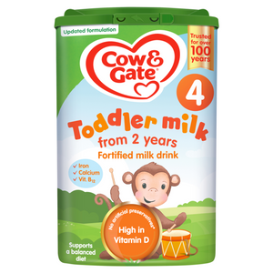 Cow & Gate Toddler Milk packaging with a monkey illustration on a white background