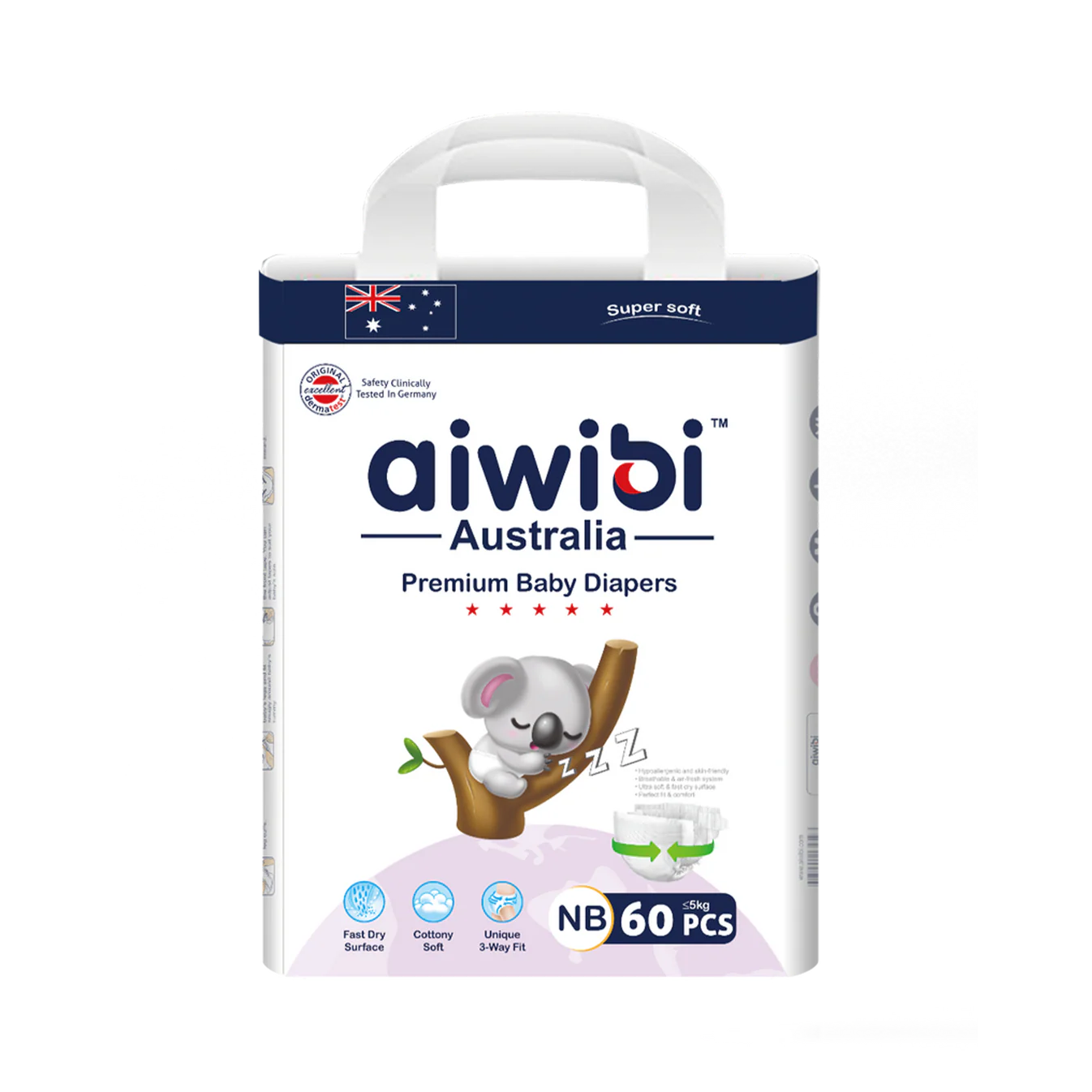 Aiwibi Australian Premium Belt Diaper Newborn 60 pcs
